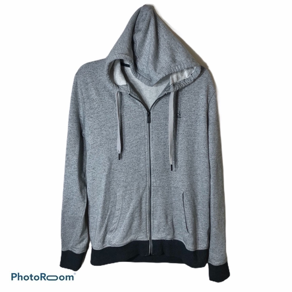 Calvin Klein Full Zip Hooded Sweatshirt Small Men’s Gray